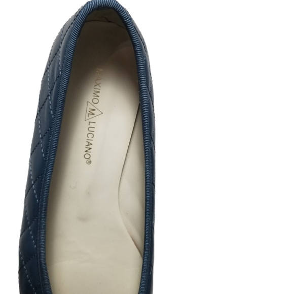 Maximo Luciano Blue Quilted Flats US 7B Patent Lea - Picture 3 of 5